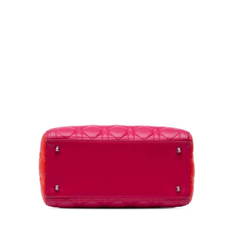 Dior Medium Tricolor Lambskin Cannage Lady Dior Pink Leather Very good condition - Inside View