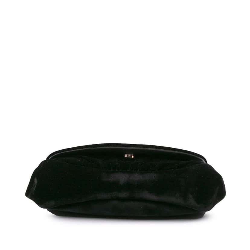 Chanel CC Velvet Half Moon Wallet on Chain Black Velvet Good condition - Inside View