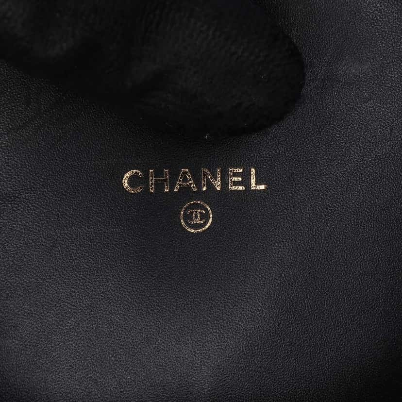 Chanel CC Velvet Half Moon Wallet on Chain Black Velvet Good condition - Box View