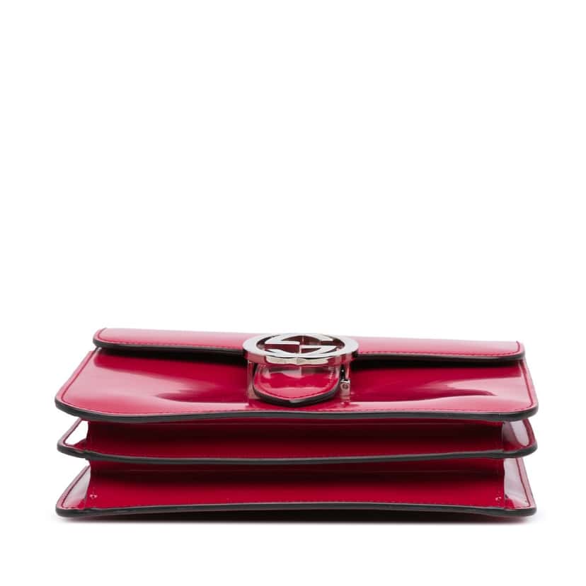 Gucci Small Polished Calfskin Interlocking G Dollar Crossbody Red Leather Good condition - Inside View