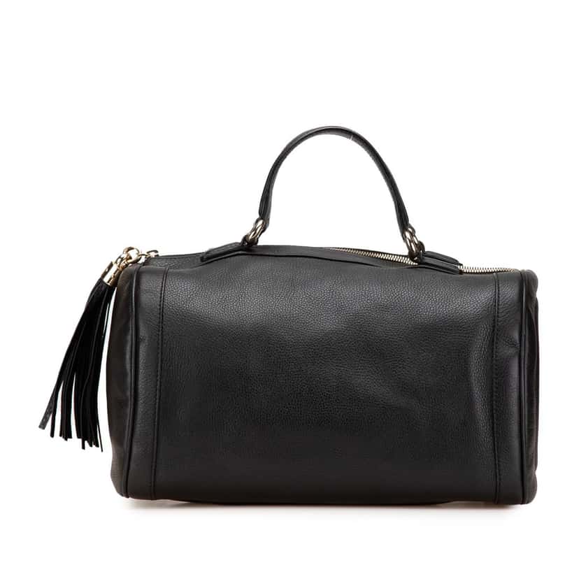 Gucci Medium Pebbled Calfskin Soho Boston Bag Black Leather Good condition - Front View