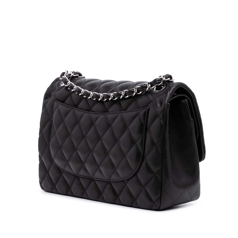 Chanel Jumbo Classic Lambskin Double Flap Black Leather Good condition - Back View