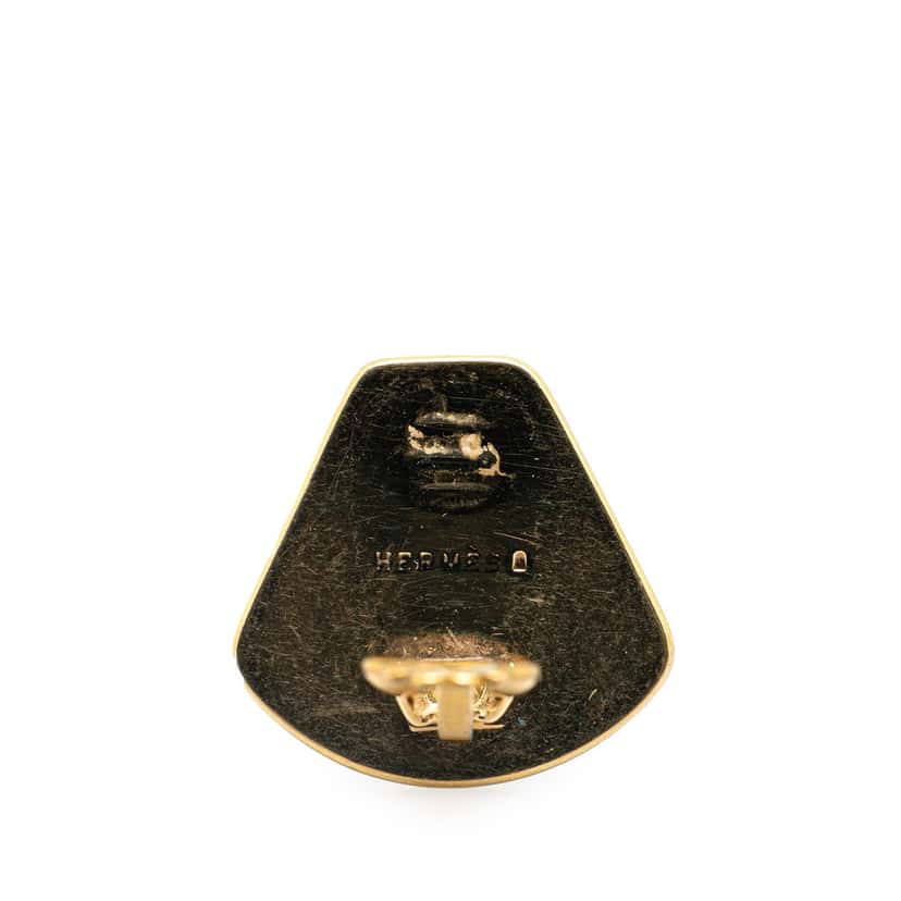 Hermès Royal Tiger Cloisonne Enamel Clip On Earrings Black Good condition - Inside View