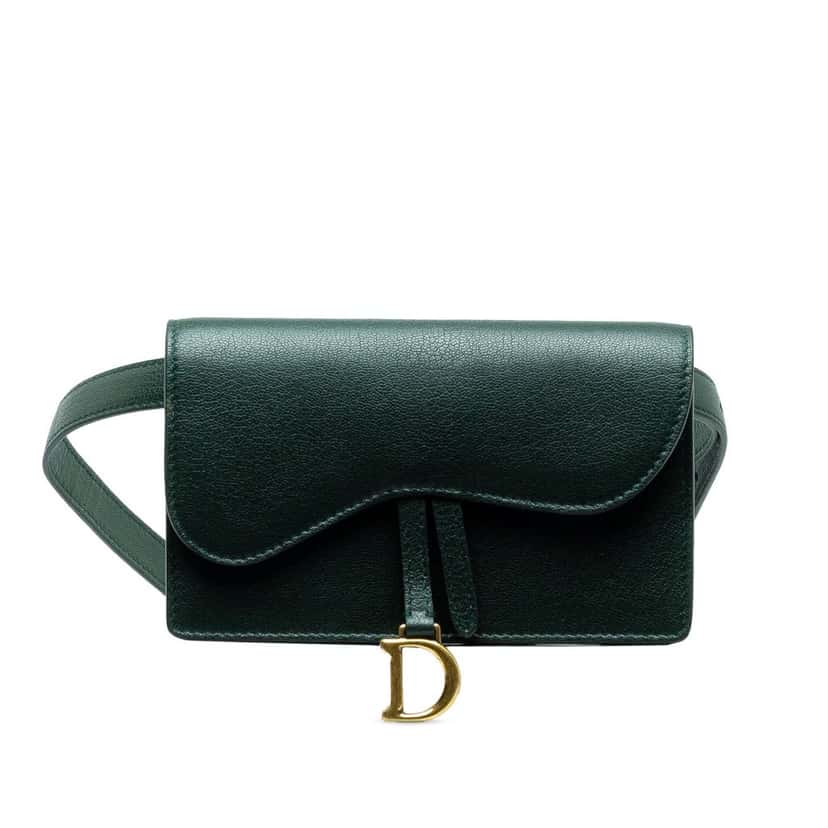 Dior Leather Saddle Belt Bag Green Leather Good condition - Front View