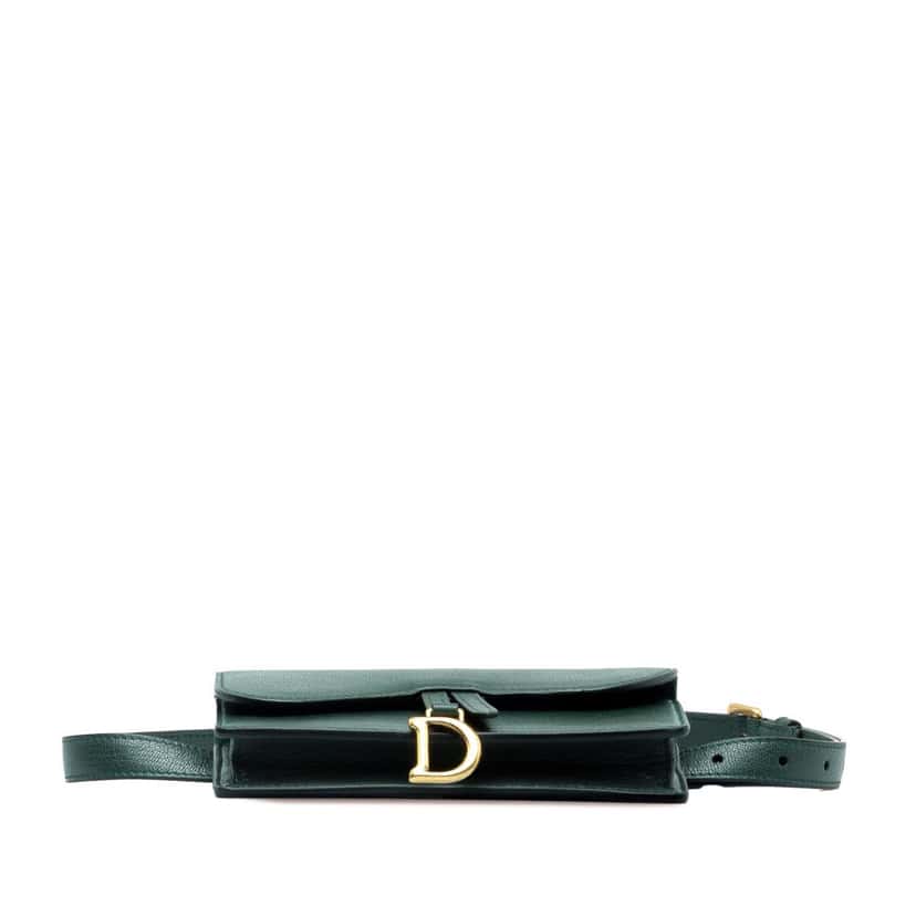 Dior Leather Saddle Belt Bag Green Leather Good condition - Model View
