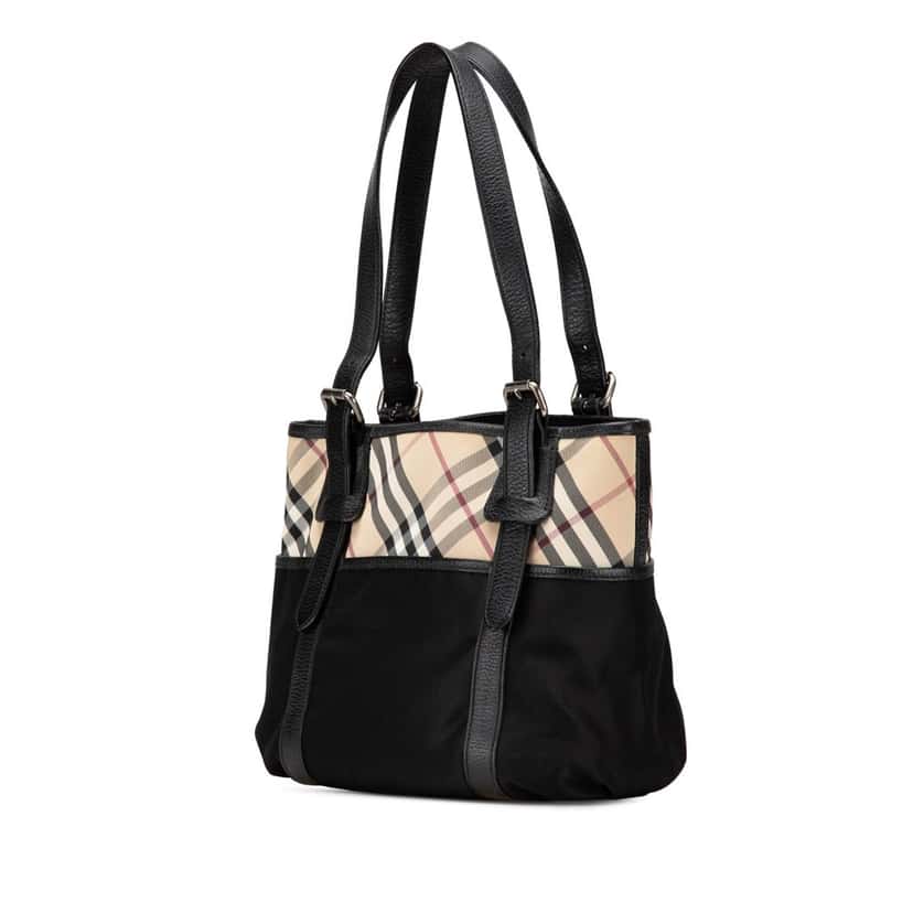 Burberry Nova Check Nylon Tote Black Good condition - Back View