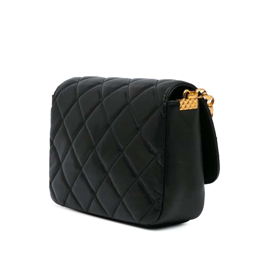 Chanel Medium Quilted Lambskin CC Coin Flap Black Leather Good condition - Back View