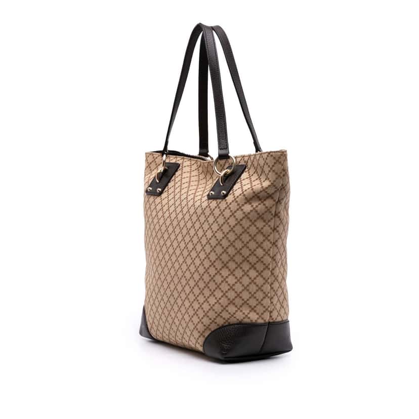 Gucci Diamante Canvas Vertical Charm Tote Brown Canvas Good condition - Back View
