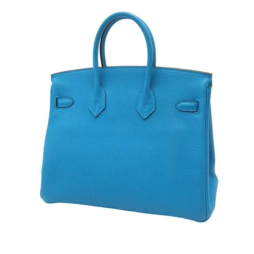 Hermès Togo Birkin Retourne 25 Blue Leather Good condition - Back View