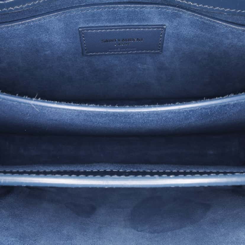 Saint Laurent Medium Croc Embossed Monogram Sunset Bag Blue Leather Good condition - Model View