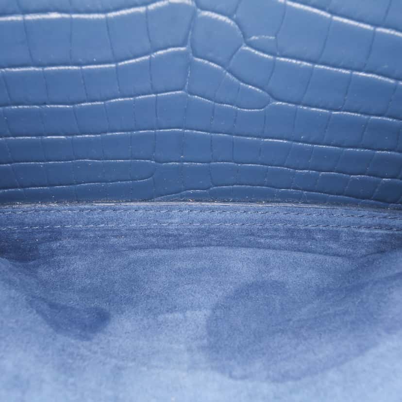 Saint Laurent Medium Croc Embossed Monogram Sunset Bag Blue Leather Good condition - Box View
