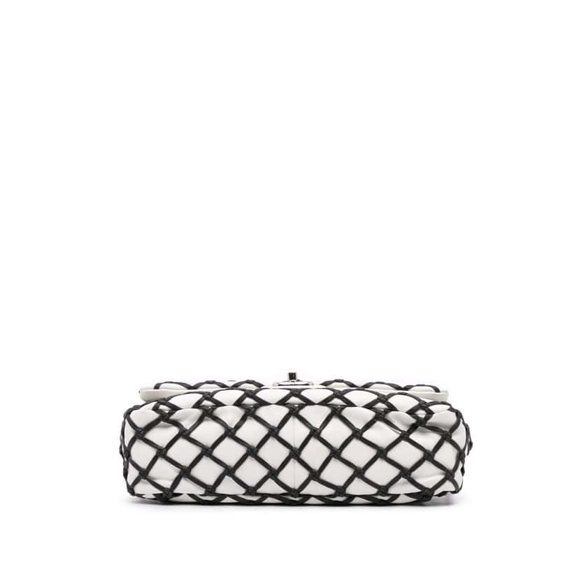 Chanel Jumbo Calfskin Canebiers Net Flap White Leather Good condition - Inside View