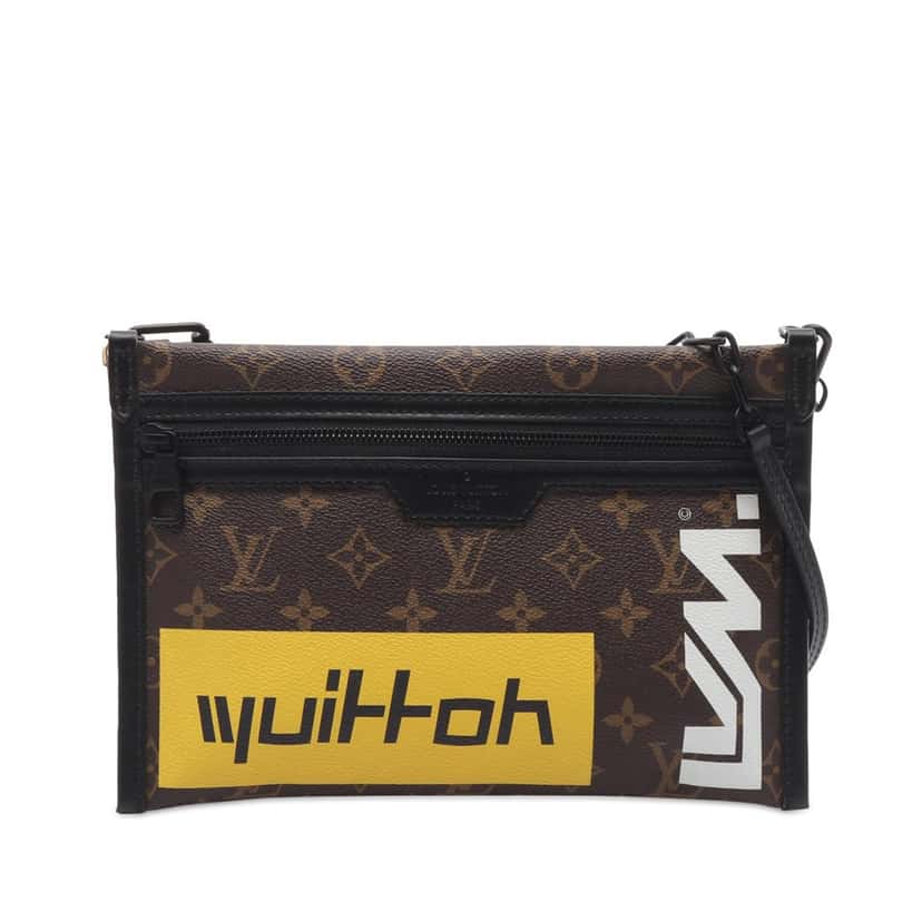 Louis Vuitton Monogram Double Flat Messenger Brown Canvas Good condition - Front View