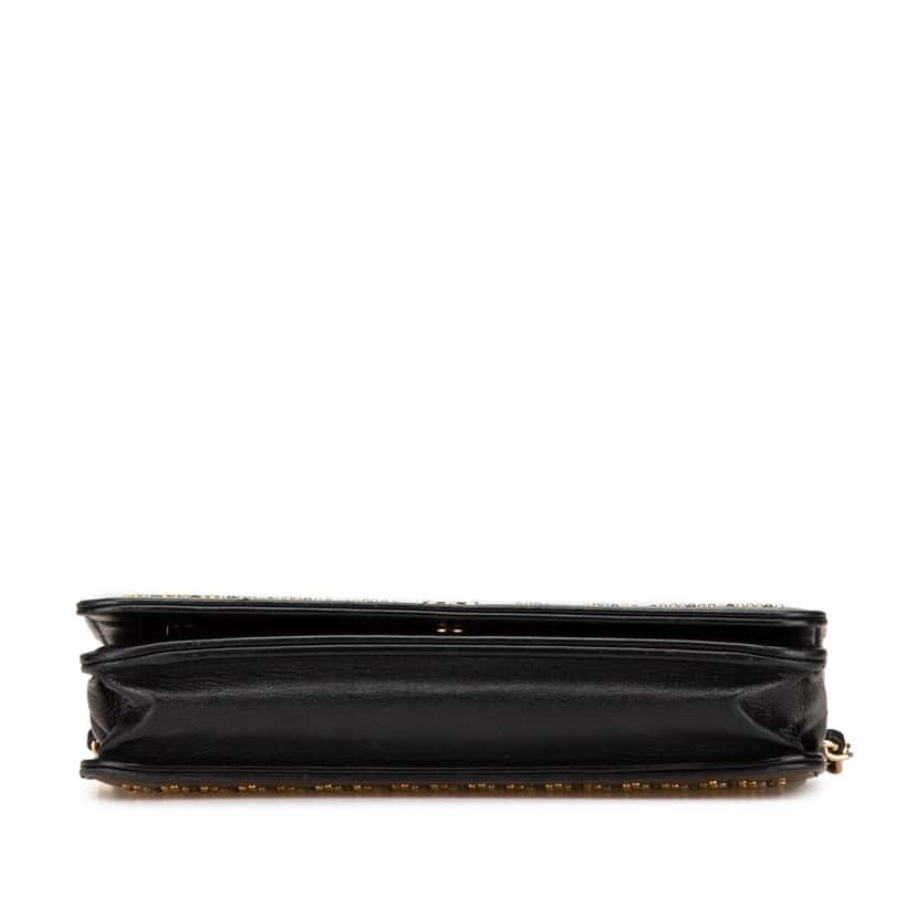 Chanel CC Studded Lambskin Wallet on Chain Black Leather Good condition - Inside View