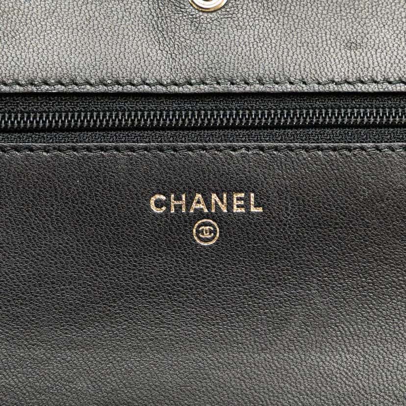 Chanel CC Studded Lambskin Wallet on Chain Black Leather Good condition - Box View