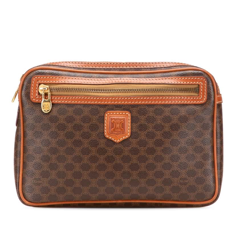 Celine Macadam Coated Canvas Clutch Brown Canvas Good condition - Front View