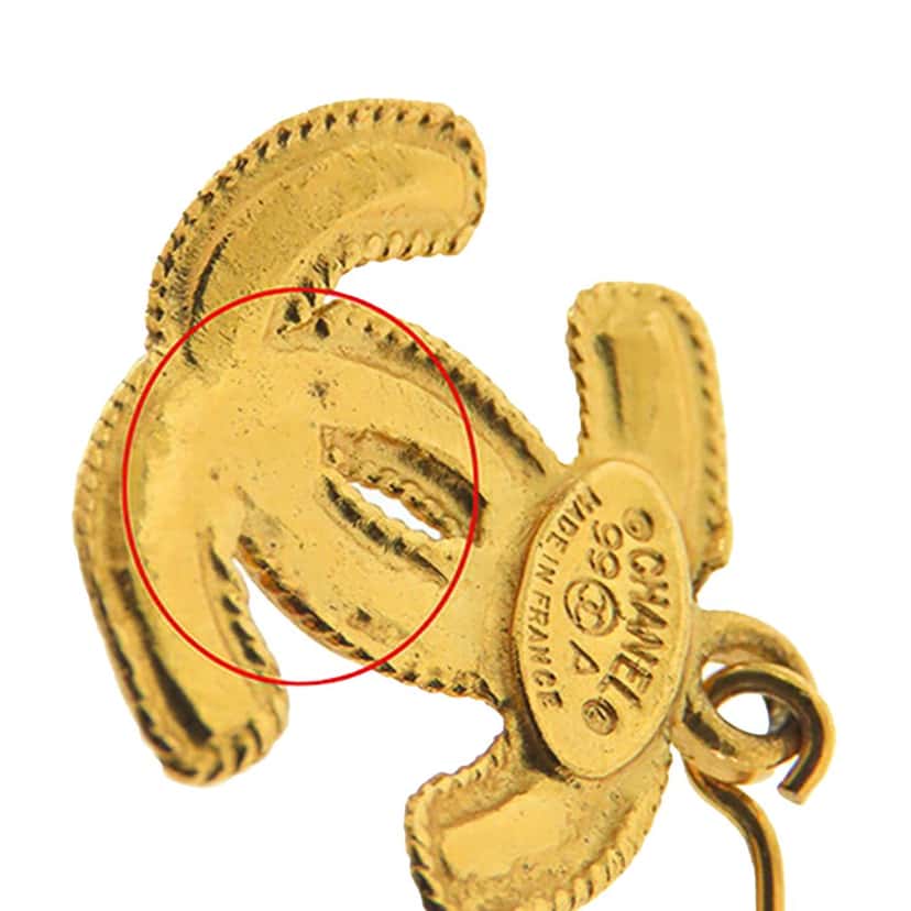 Chanel Gold Plated CC Drop Hook Earrings Gold Metal Good condition - Model View