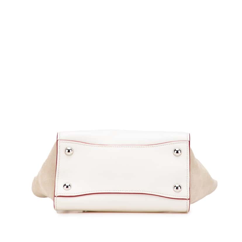 Prada Mini Scamosciato Trimmed Glace Calf Twin Pocket Satchel White Leather Good condition - Inside View