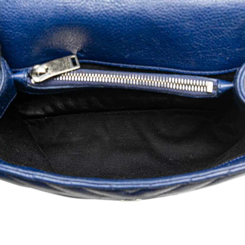 Saint Laurent Medium Quilted Chevron Sheepskin College Satchel Blue Leather Good condition - Model View