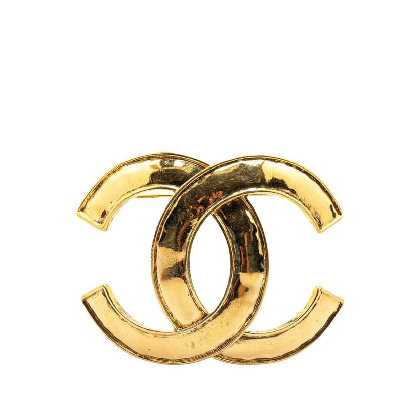 Chanel Gold Plated CC Brooch Gold Metal Good condition - Front View