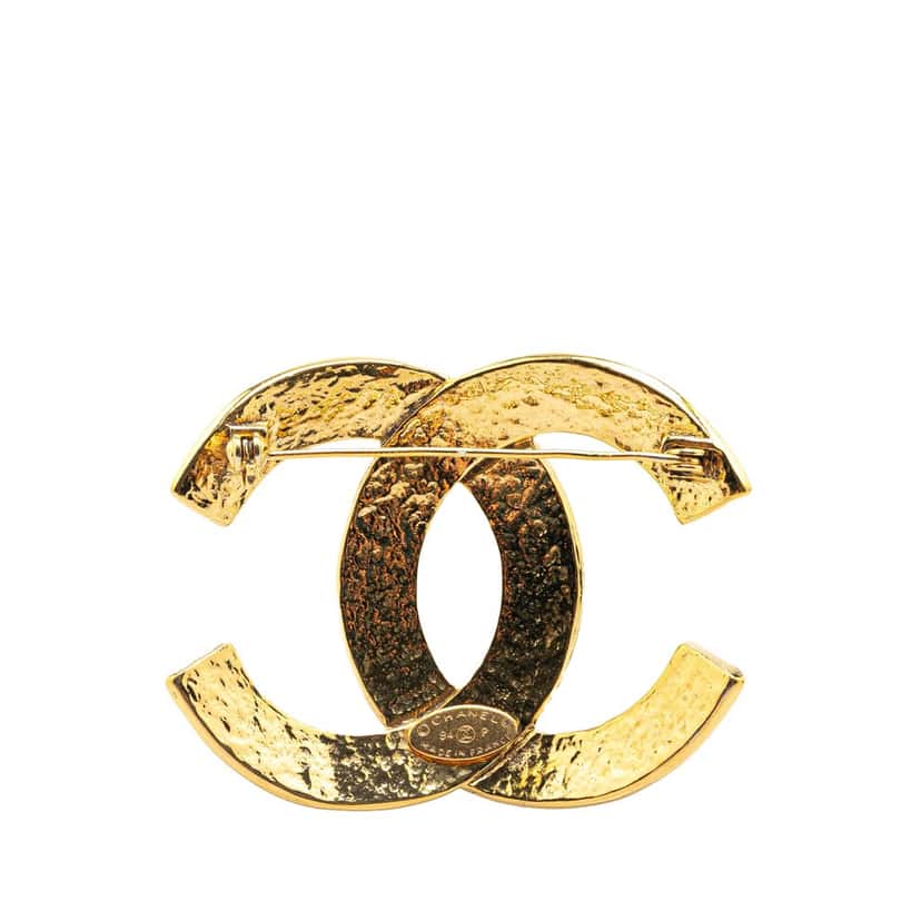 Chanel Gold Plated CC Brooch Gold Metal Good condition - Back View