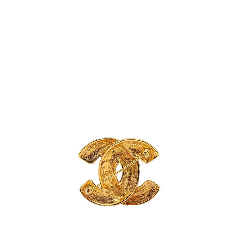 Chanel Gold Plated CC Quilted Brooch Gold Metal Good condition - Back View