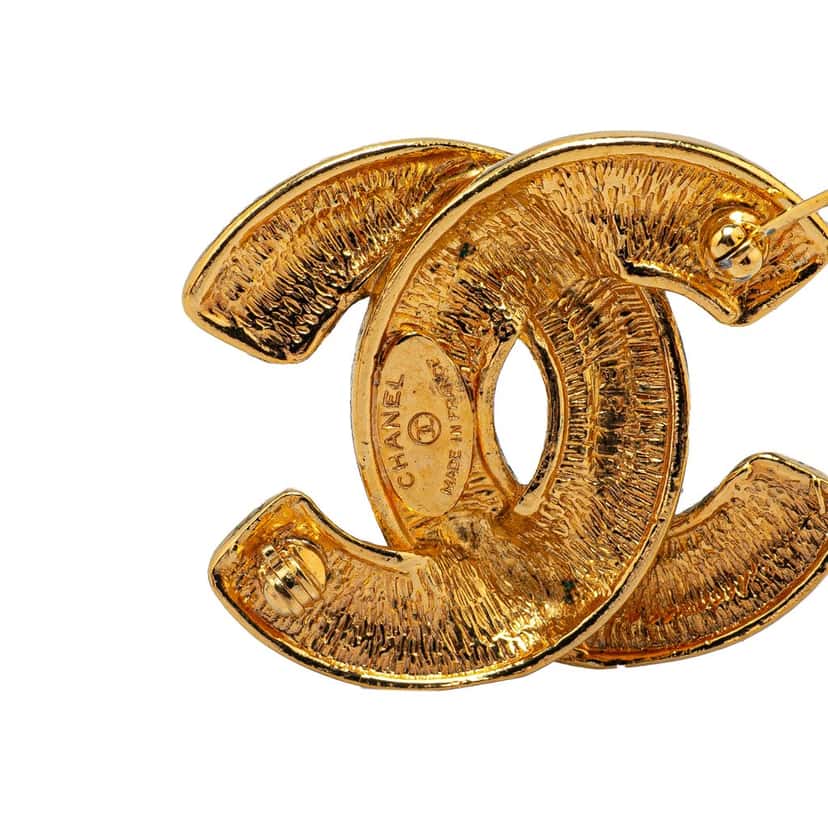 Chanel Gold Plated CC Quilted Brooch Gold Metal Good condition - Inside View