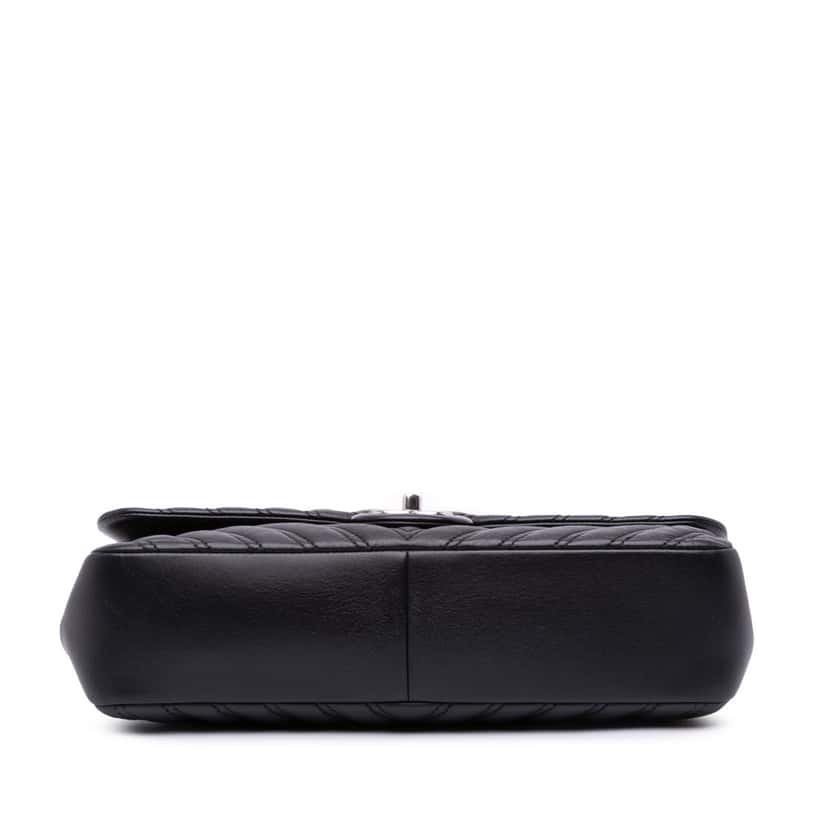 Chanel Jumbo Classic Chevron Lambskin Double Stitch Single Flap Black Leather Good condition - Inside View