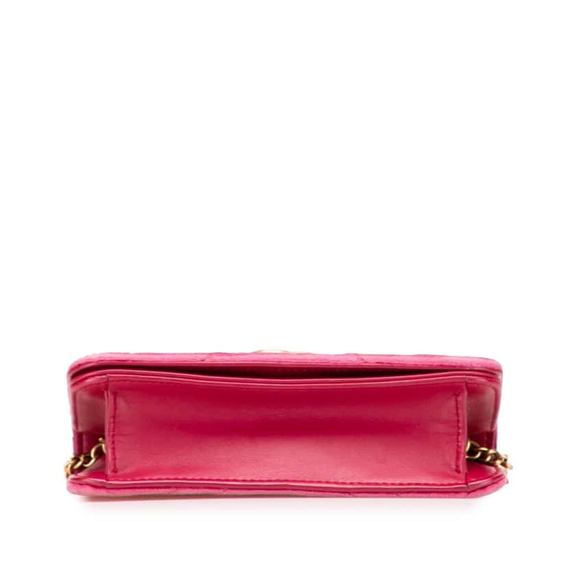 Gucci Mini GG Marmont Embroidered Matelasse Velvet Love Wallet On Chain Pink Velvet Good condition - Inside View