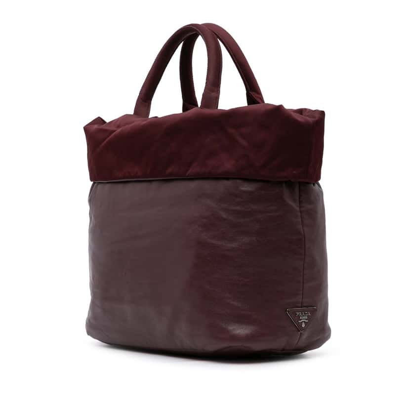 Prada Tessuto and Nappa Reversible Satchel Red Good condition - Back View