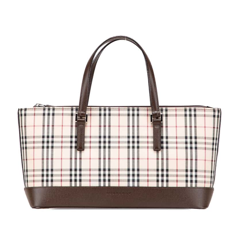 Burberry House Check Canvas Handbag Brown Canvas Good condition - Front View