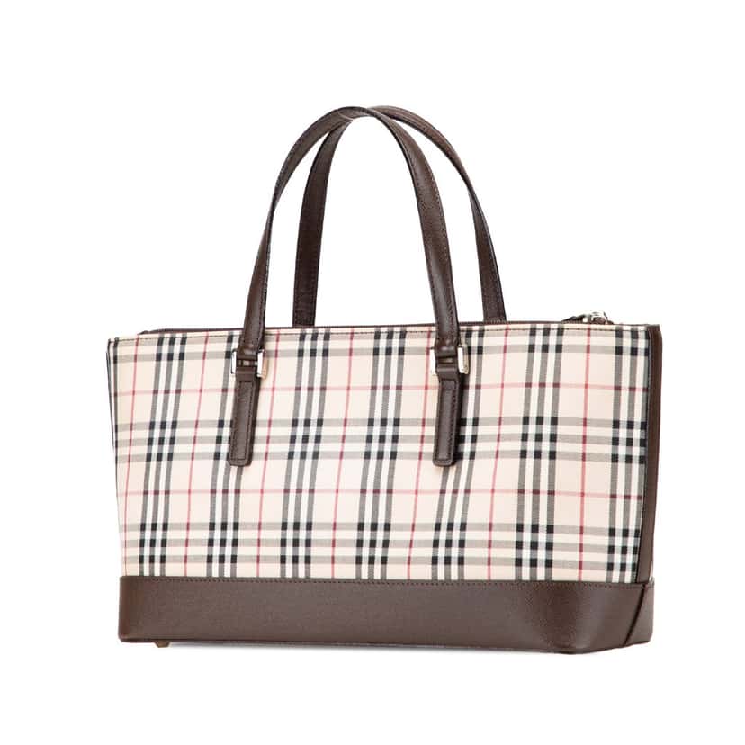Burberry House Check Canvas Handbag Brown Canvas Good condition - Back View