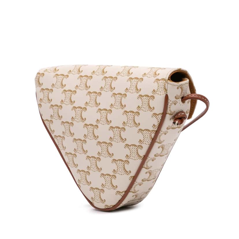 Celine Coated Canvas Triomphe Triangle Crossbody White Canvas Good condition - Back View