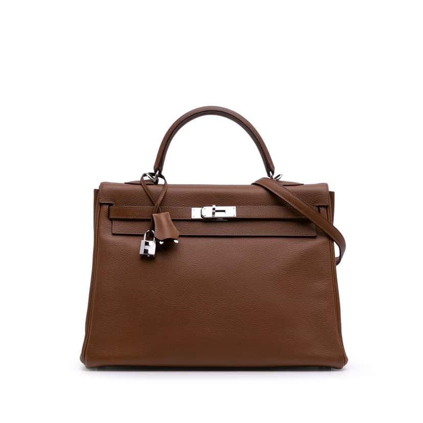Hermès Togo Kelly II Retourne 35 Brown Leather Good condition - Front View
