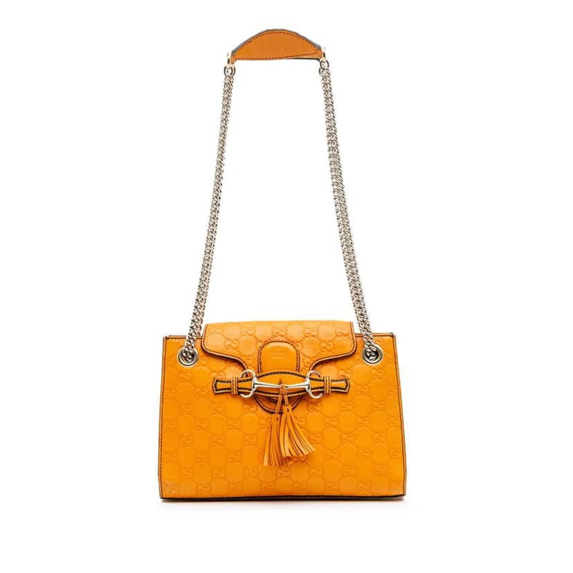 Gucci Small Guccissima Emily Shoulder Bag Orange Leather Good condition - Front View
