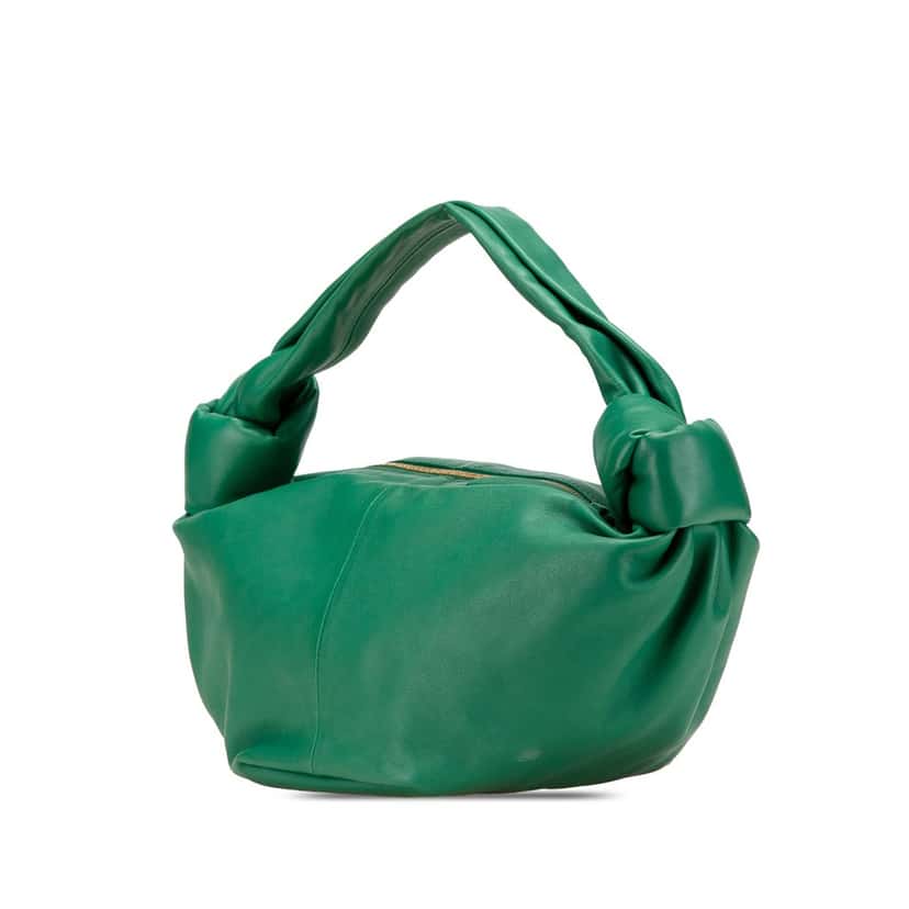 Bottega Veneta Mini Nappa Double Knot Bag Green Leather Good condition - Back View