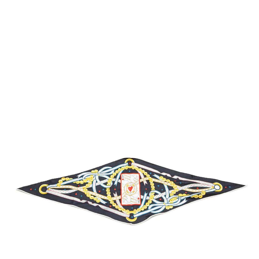 Hermès Dame De Coeur Nano Losange Silk Scarf Black Silk Very good condition - Front View