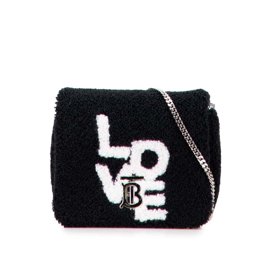 Burberry Mini Terry Cloth Lola Love Crossbody Black Cotton Very good condition - Front View