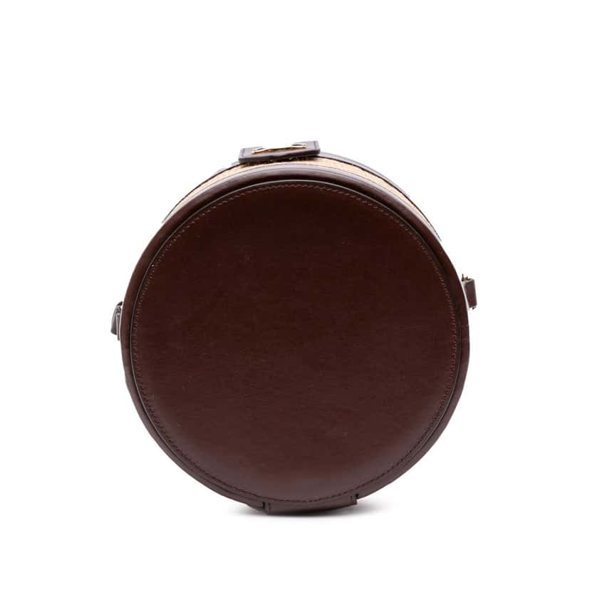 Celine Medium Raffia and Calfskin Triomphe Tambour Crossbody Brown Good condition - Inside View