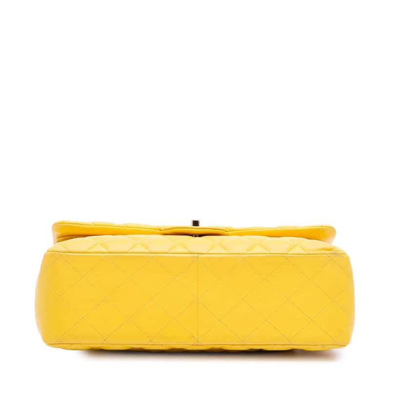 Chanel Jumbo Classic Lambskin Double Flap Yellow Leather Good condition - Inside View