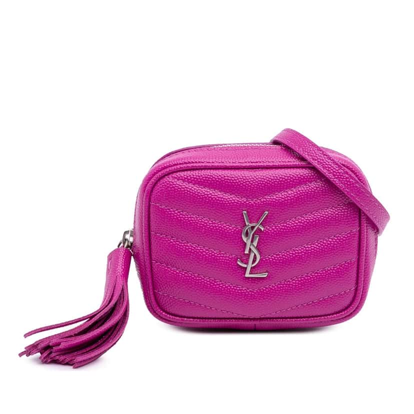 Saint Laurent Baby Matelasse Grain De Poudre Monogram Lou Camera Bag Pink Leather Good condition - Front View