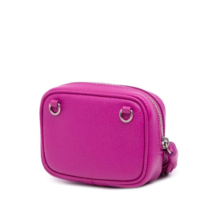 Saint Laurent Baby Matelasse Grain De Poudre Monogram Lou Camera Bag Pink Leather Good condition - Back View