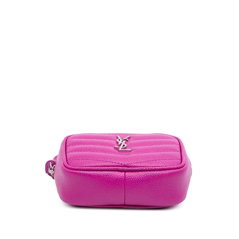 Saint Laurent Baby Matelasse Grain De Poudre Monogram Lou Camera Bag Pink Leather Good condition - Inside View