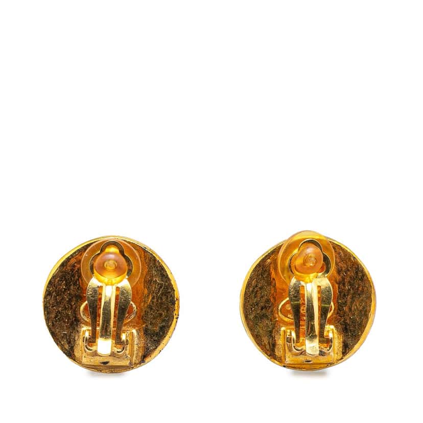Chanel Gold Plated CC Clip On Earrings Gold Metal Good condition - Back View