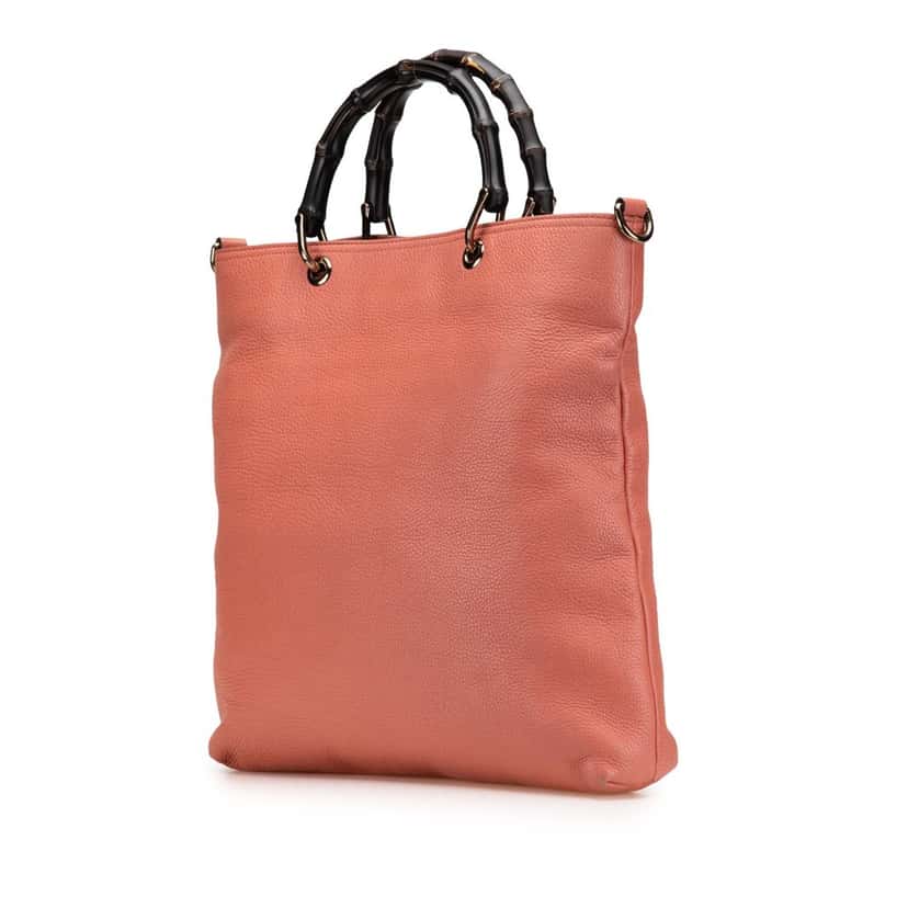 Gucci Leather Bamboo Satchel Pink Leather Good condition - Back View