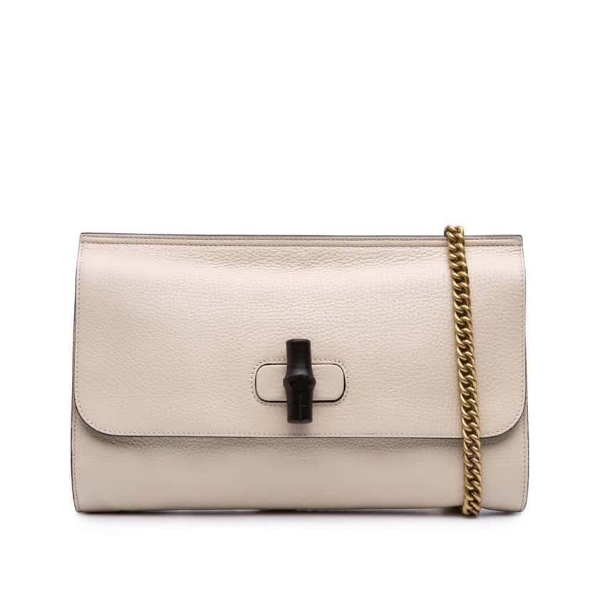 Gucci Leather Bamboo Daily Crossbody White Leather Good condition - Front View