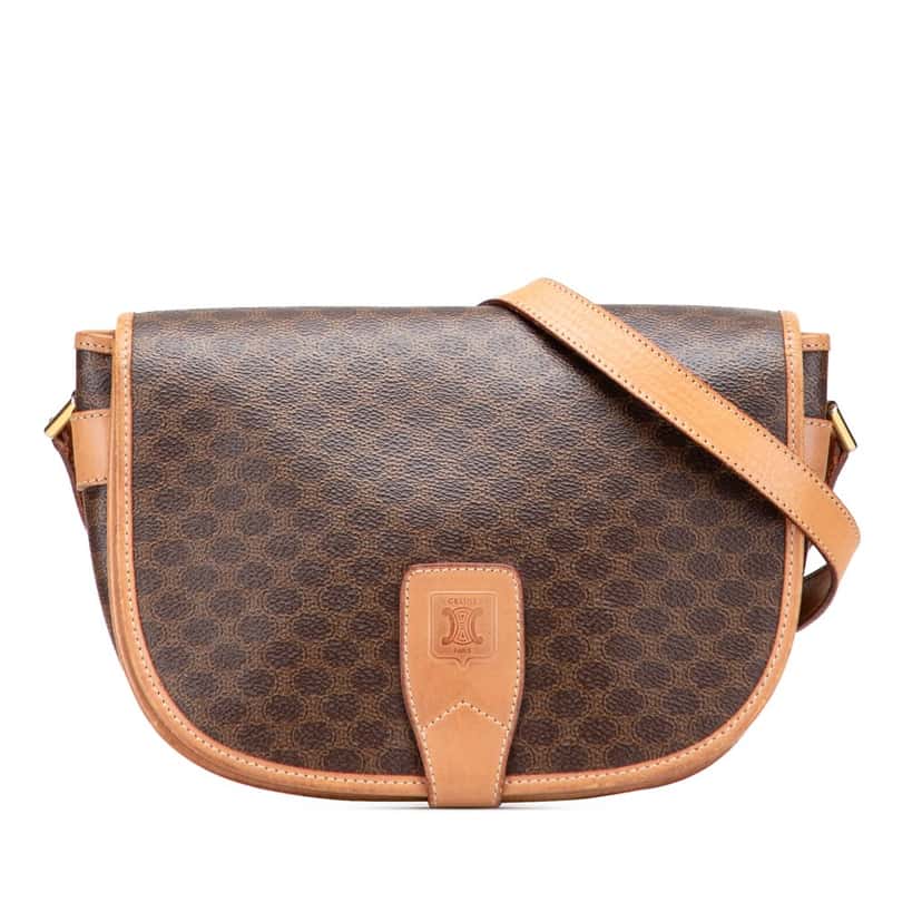 Celine Macadam Coated Canvas Crossbody Brown Canvas Good condition - Front View