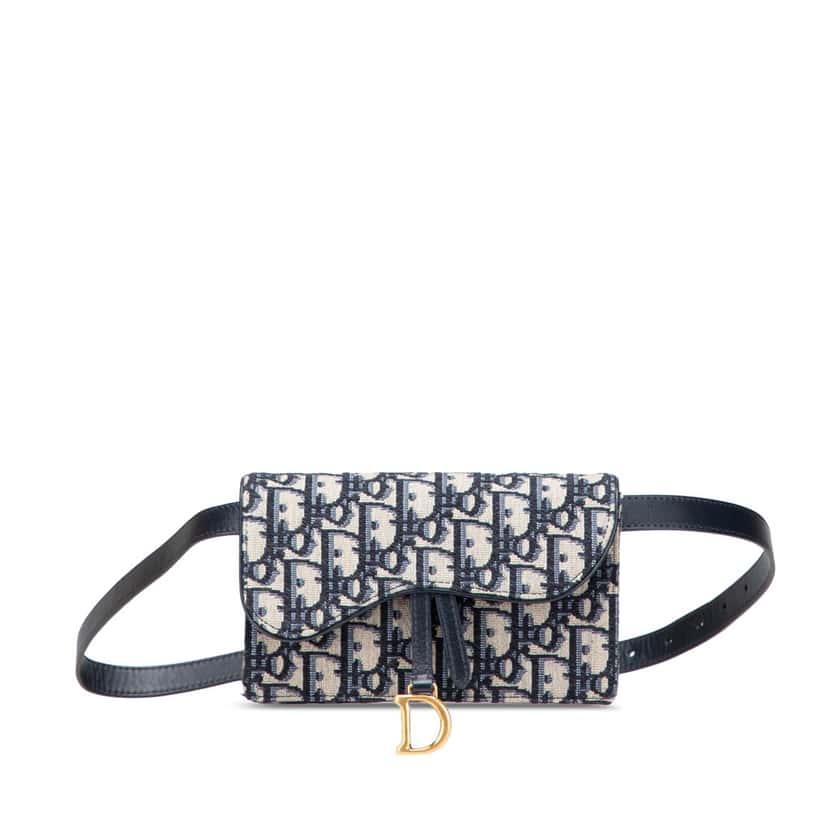 Dior Oblique Canvas Saddle Belt Bag Blue Canvas Good condition - Front View