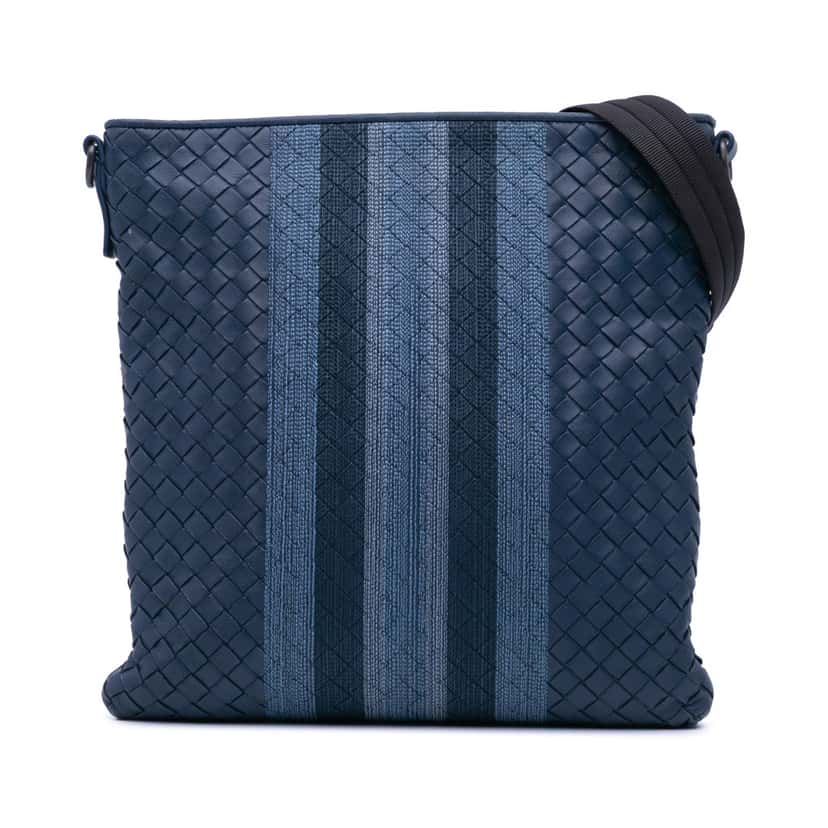 Bottega Veneta Leather Intrecciato Crossbody Blue Leather Good condition - Front View