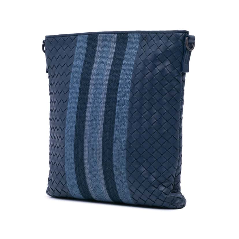 Bottega Veneta Leather Intrecciato Crossbody Blue Leather Good condition - Back View